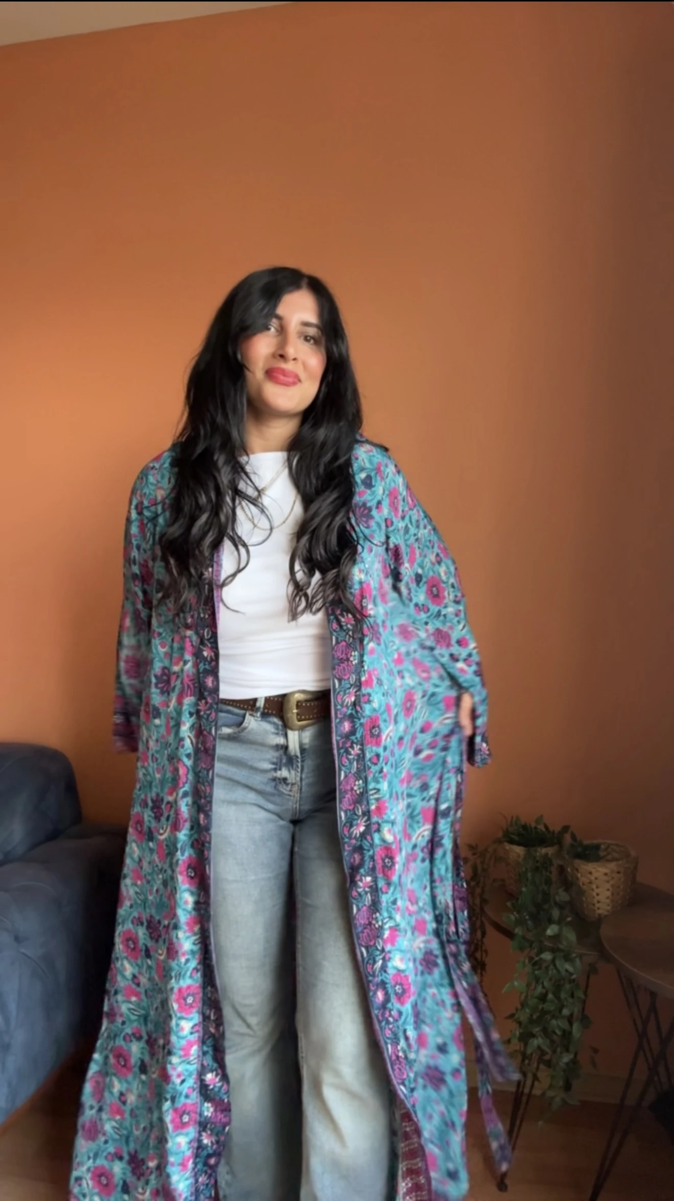Kimono Mavi Çiçekli