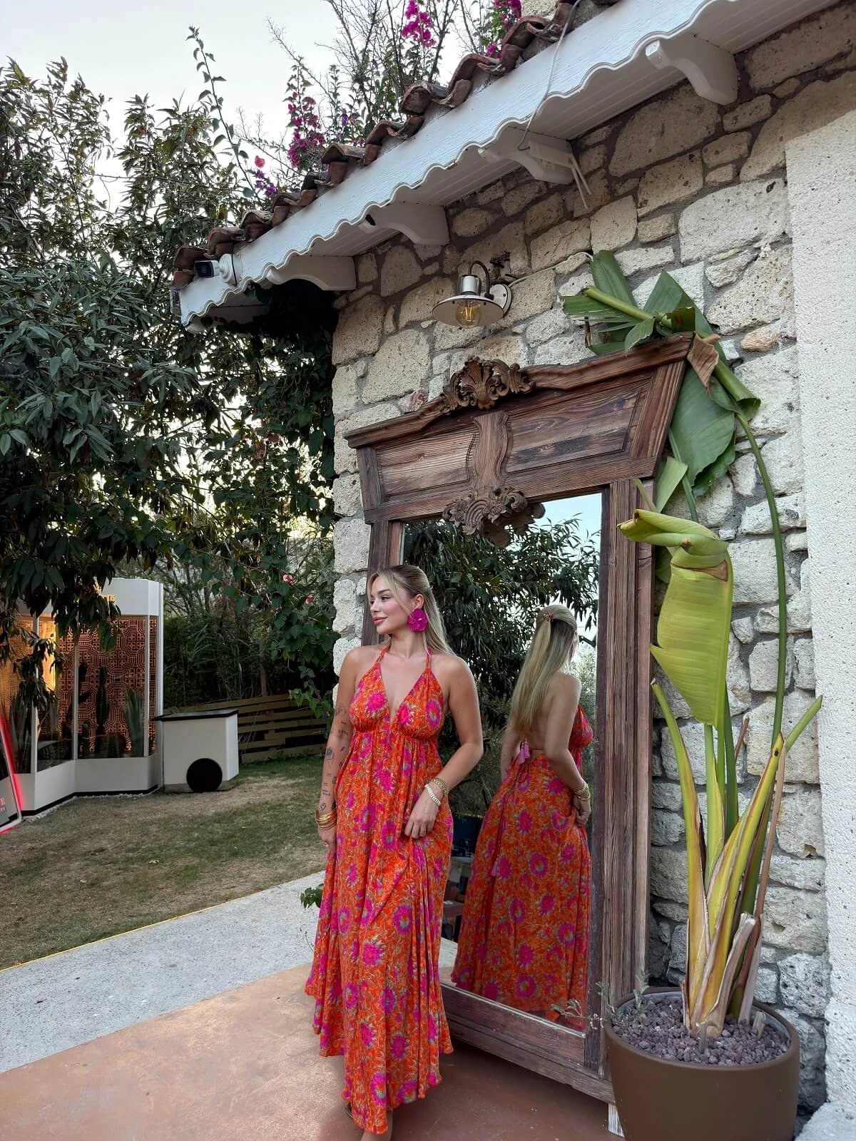 TURUNCU Magic Siyah Pembe Elbise hover